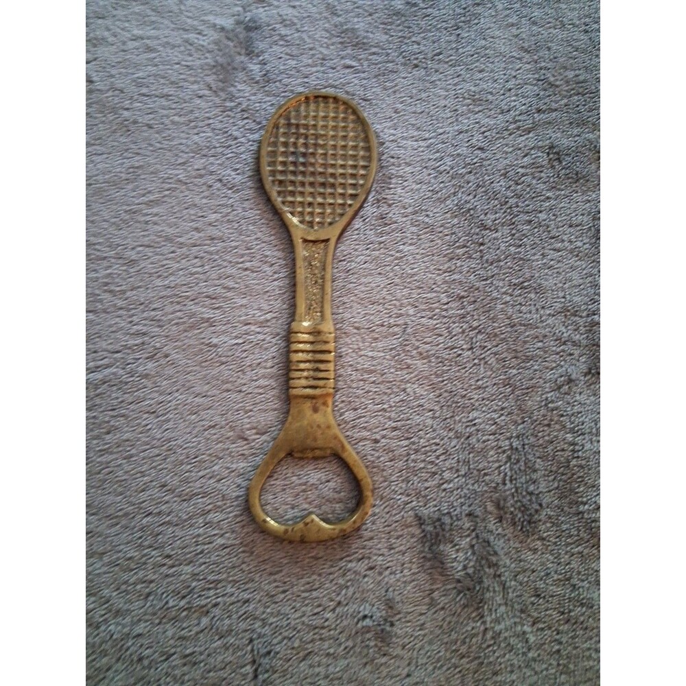 Vintage BrassTennis Racquet Bottle Opener Barware Beer Retro